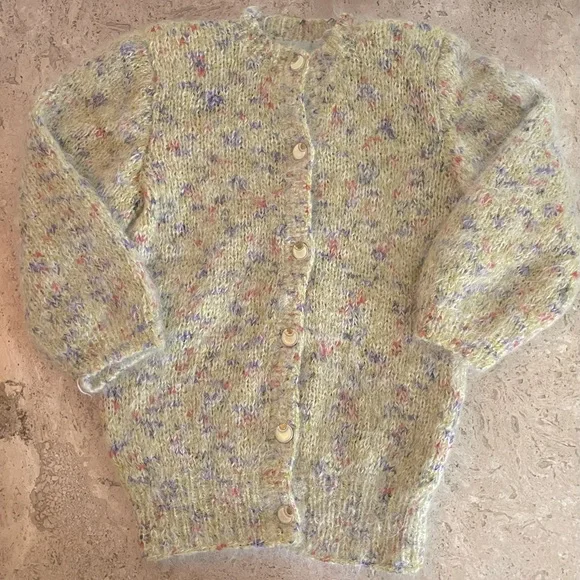 KNITTED Fuzzy Thick Button Up 3/4 Sleeve Lined Cardigan - Picture 2 of 4